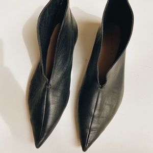 Zara Black Leather Pointed Boots